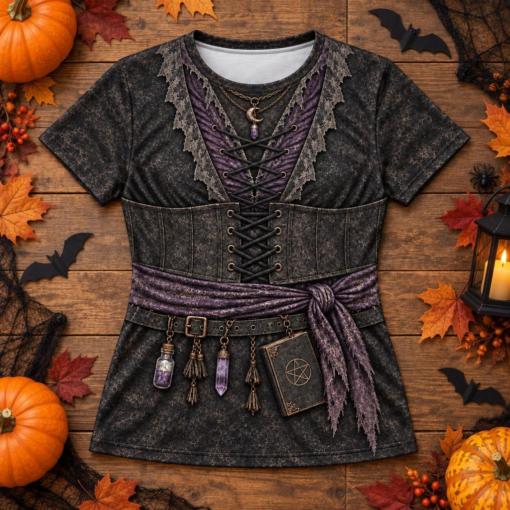 Dark Moon Witch Costume All Over Women's T-Shirt Women's T-Shirts Old Glory