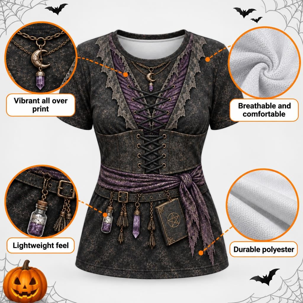 Dark Moon Witch Costume All Over Women's T-Shirt Women's T-Shirts Old Glory