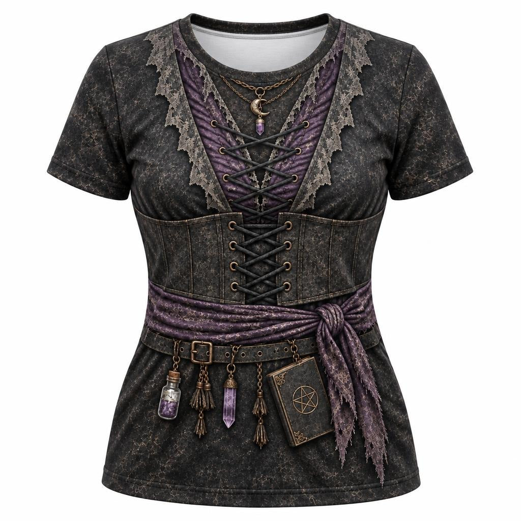 Dark Moon Witch Costume All Over Women's T-Shirt Women's T-Shirts Old Glory SM Multicolor