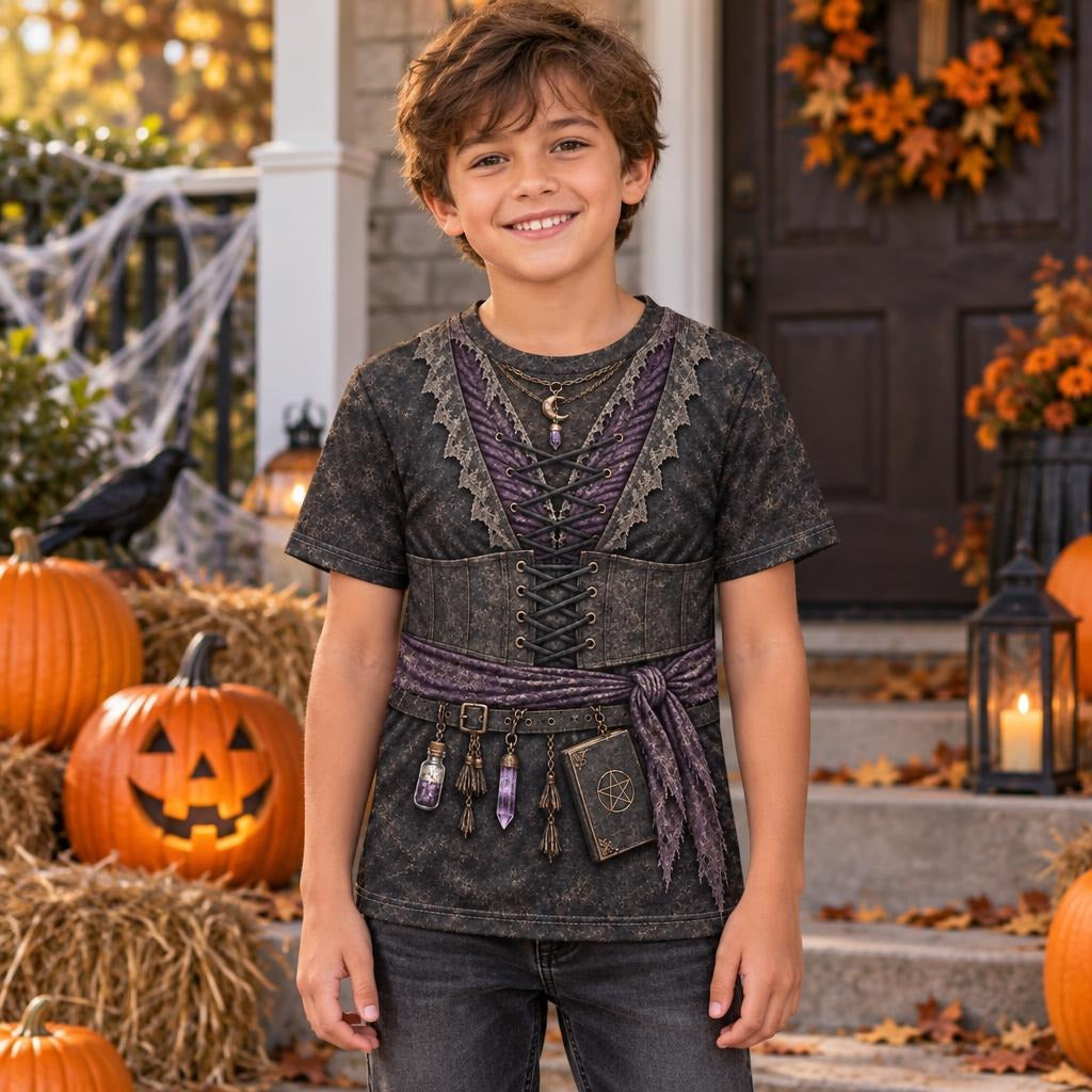 Dark Moon Witch Costume All Over Youth T-Shirt Youth T-Shirts Old Glory