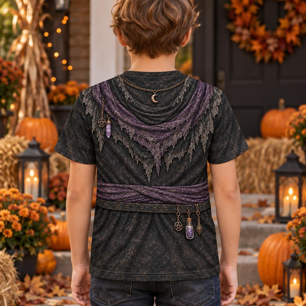 Dark Moon Witch Costume All Over Youth T-Shirt Youth T-Shirts Old Glory