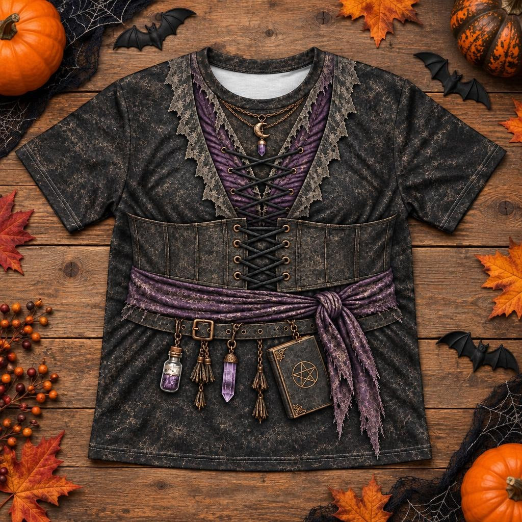 Dark Moon Witch Costume All Over Youth T-Shirt Youth T-Shirts Old Glory