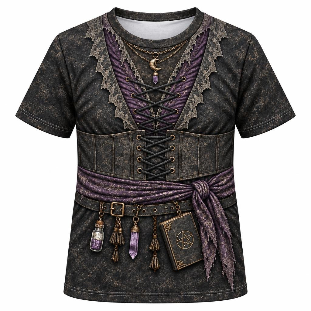 Dark Moon Witch Costume All Over Youth T-Shirt Youth T-Shirts Old Glory YSM Multicolor