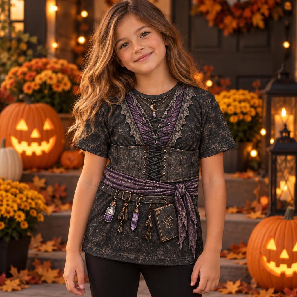 Dark Moon Witch Costume All Over Toddler T-Shirt Toddler T-Shirts Old Glory
