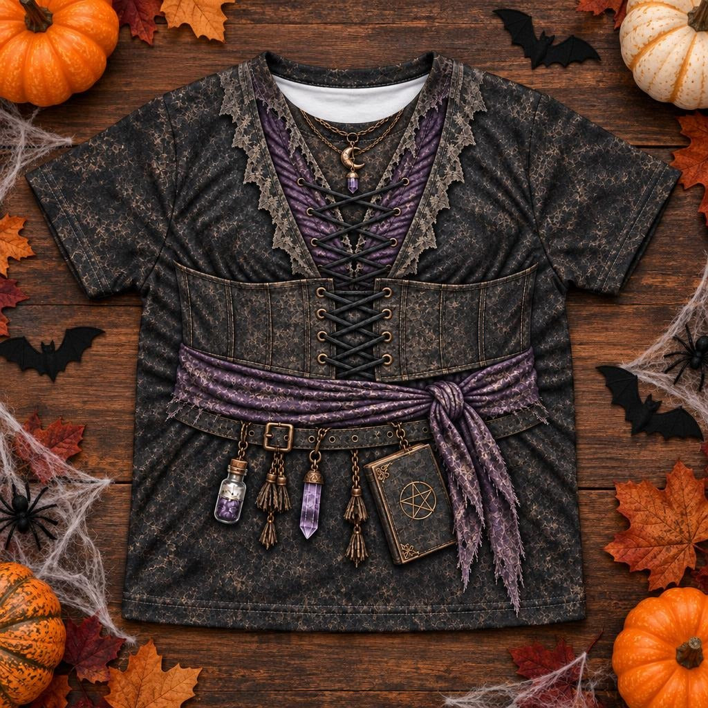 Dark Moon Witch Costume All Over Toddler T-Shirt Toddler T-Shirts Old Glory