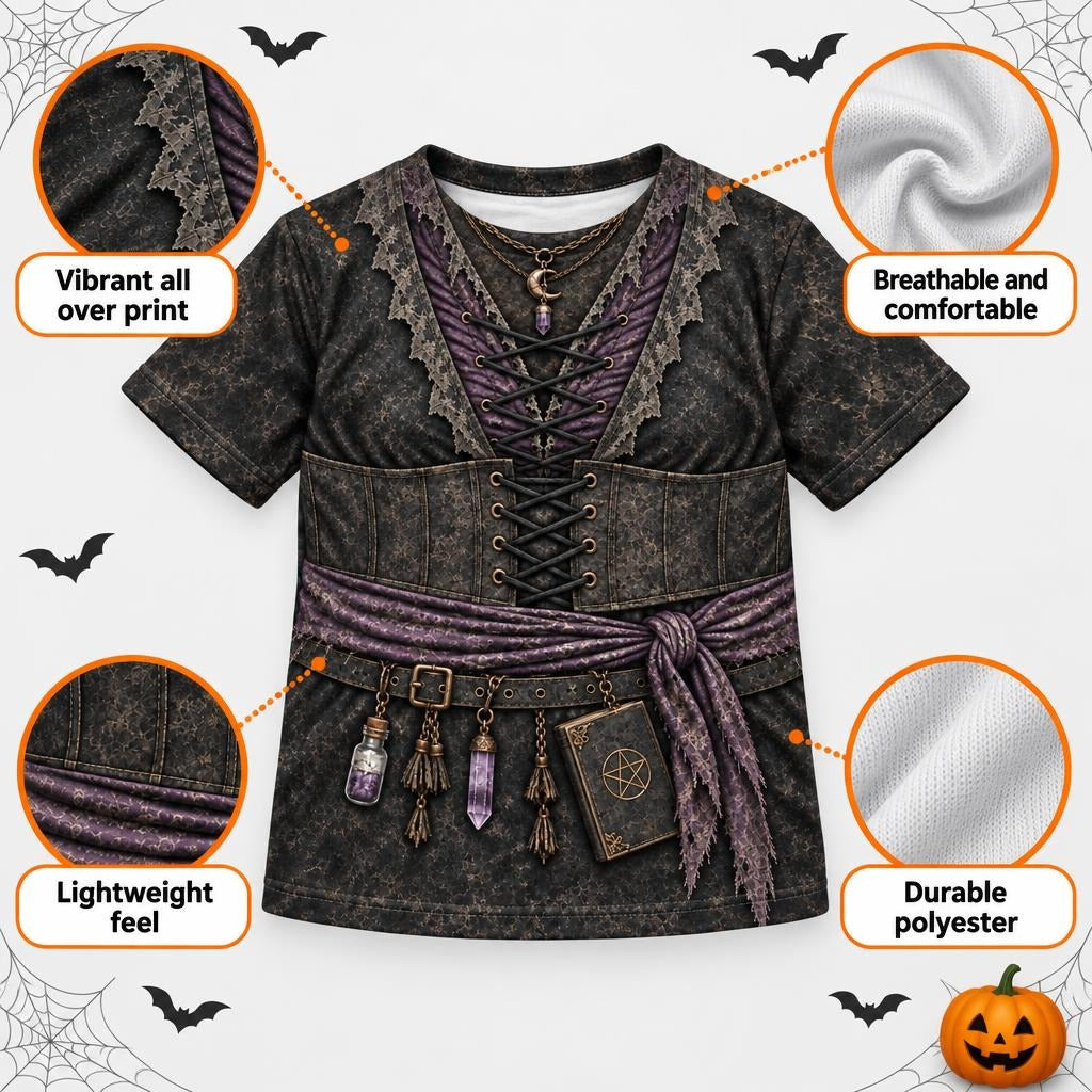 Dark Moon Witch Costume All Over Toddler T-Shirt Toddler T-Shirts Old Glory