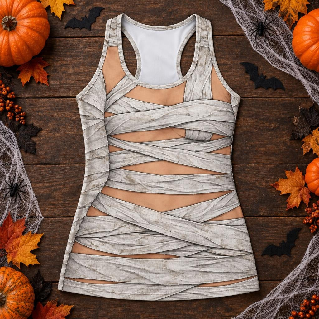 Sexy Mummy Costume All Over Women's Racerback Tank Top Women's Tank Tops Old Glory