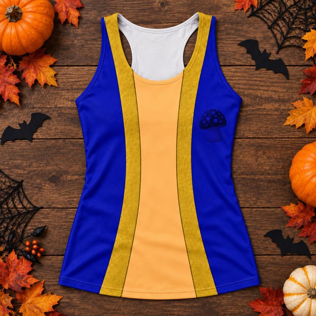 Mini Mushroom Master Sidekick Costume All Over Women's Racerback Tank Top Women's Tank Tops Old Glory
