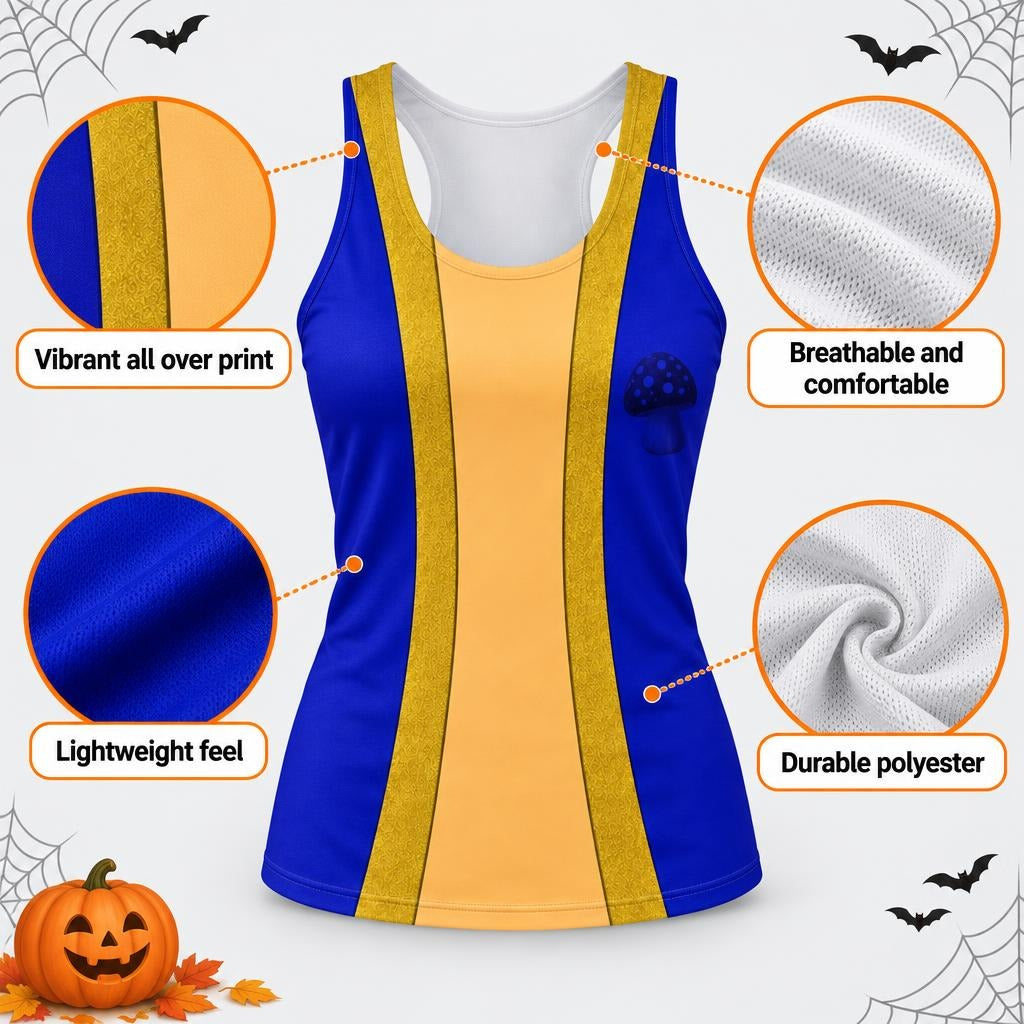 Mini Mushroom Master Sidekick Costume All Over Women's Racerback Tank Top Women's Tank Tops Old Glory
