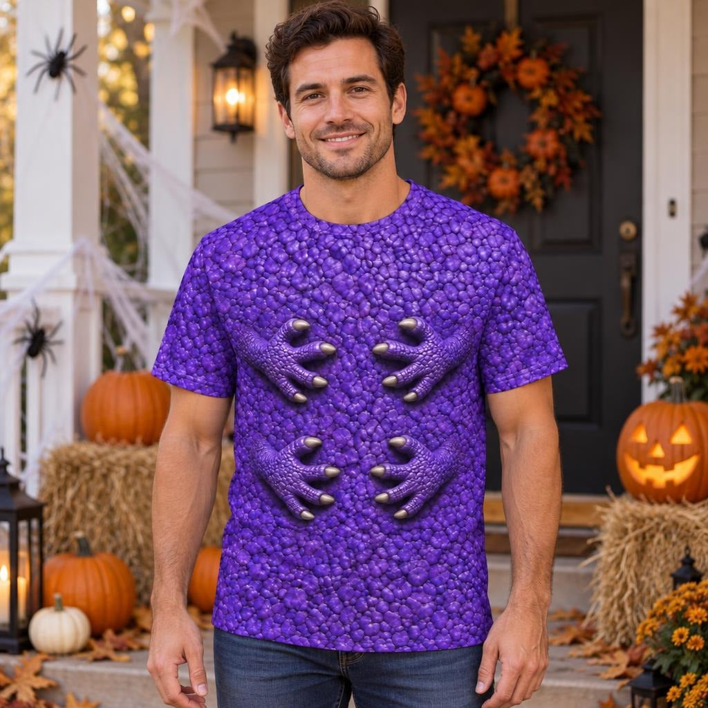 Purple Scaled Monster Costume All Over Men's T-Shirt Men's T-Shirts Old Glory