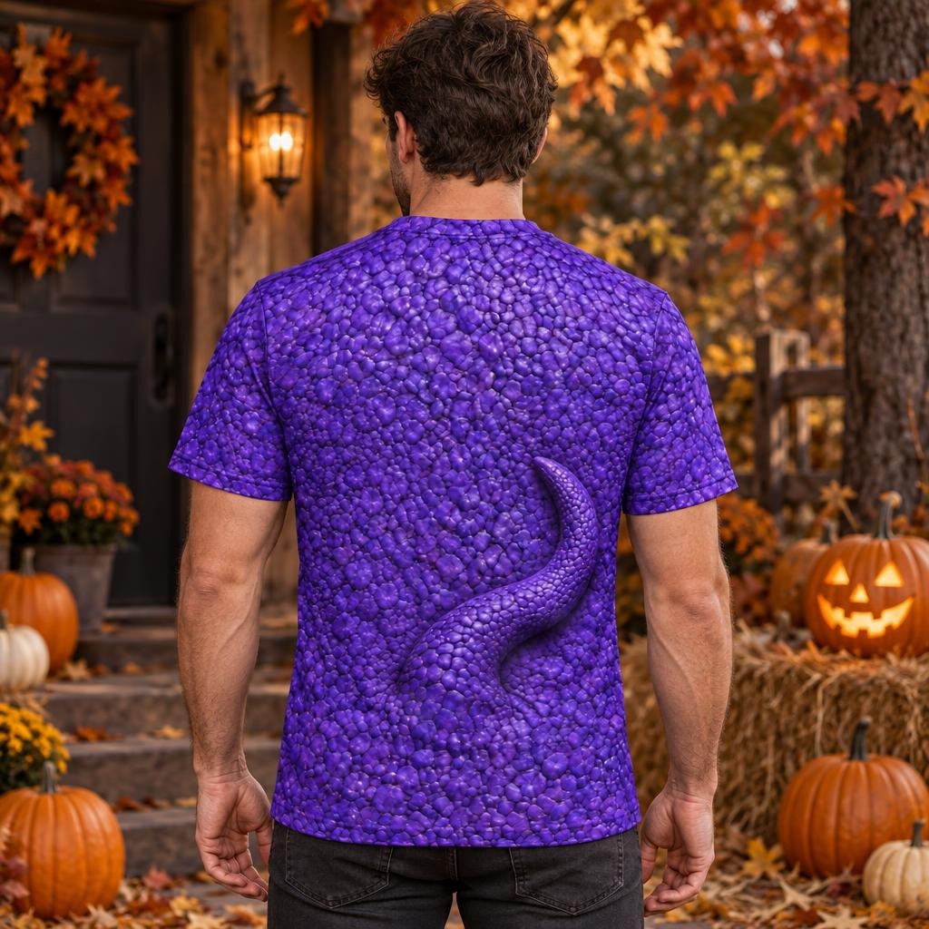 Purple Scaled Monster Costume All Over Men's T-Shirt Men's T-Shirts Old Glory