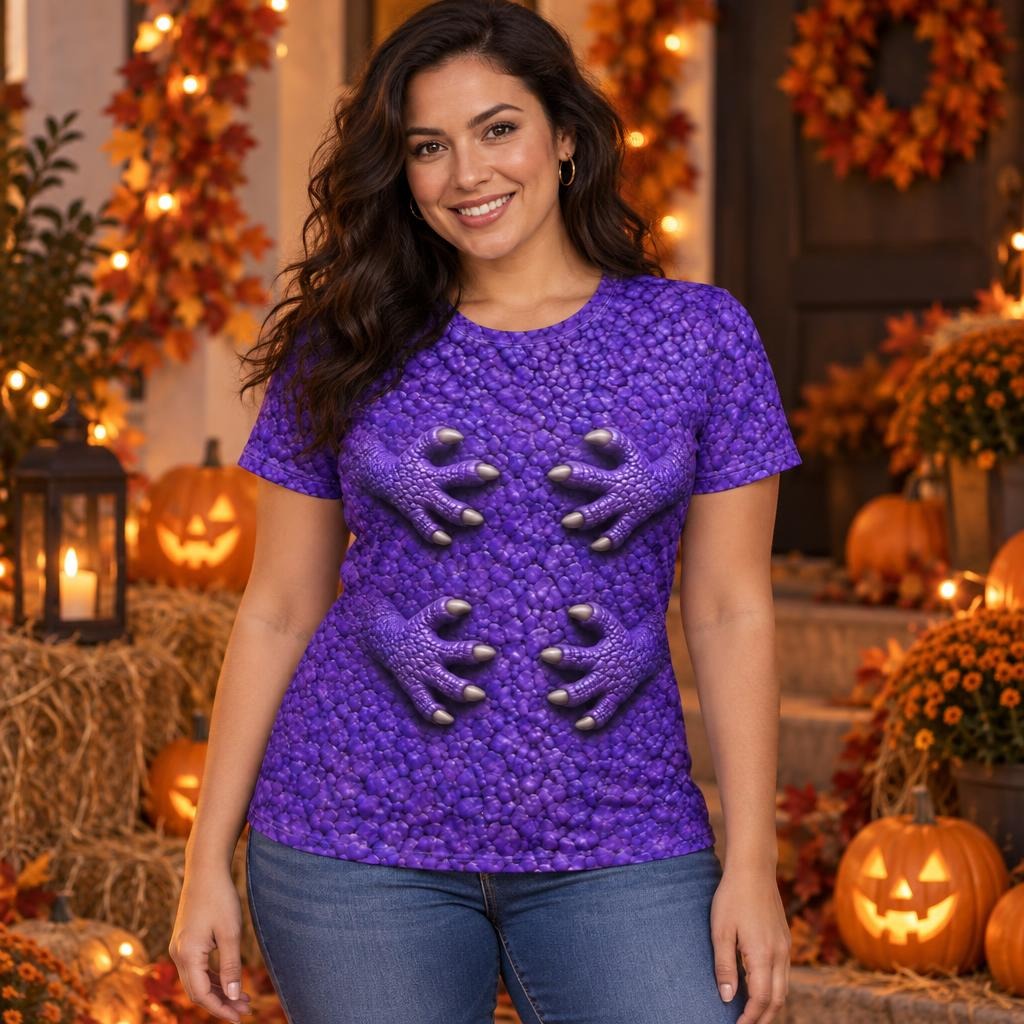Purple Scaled Monster Costume All Over Women's T-Shirt Women's T-Shirts Old Glory