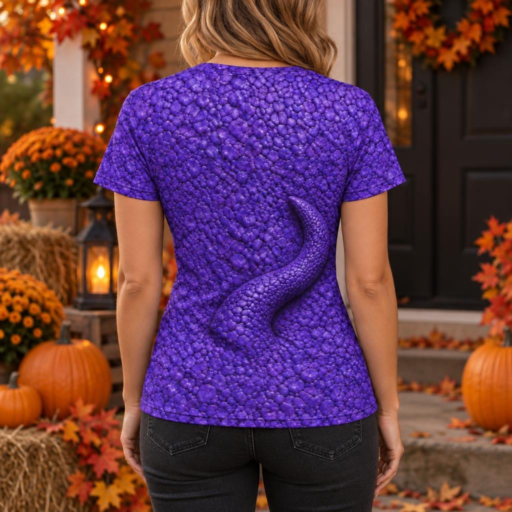 Purple Scaled Monster Costume All Over Women's T-Shirt Women's T-Shirts Old Glory