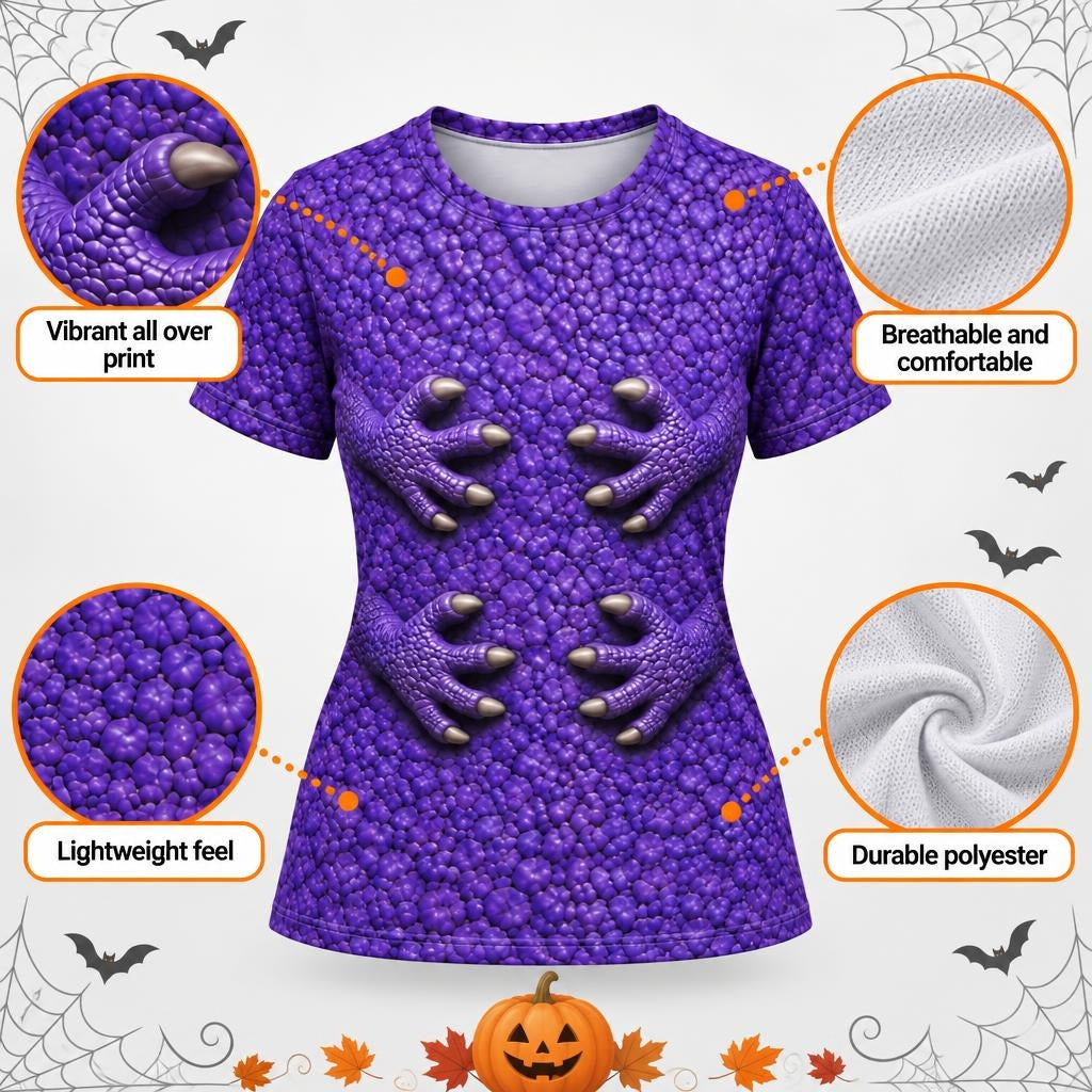 Purple Scaled Monster Costume All Over Women's T-Shirt Women's T-Shirts Old Glory