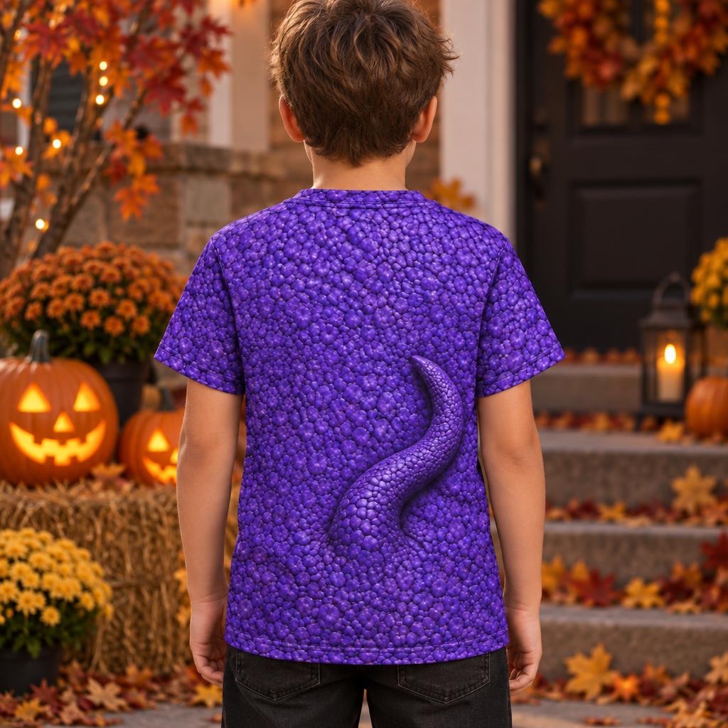 Purple Scaled Monster Costume All Over Youth T-Shirt Youth T-Shirts Old Glory