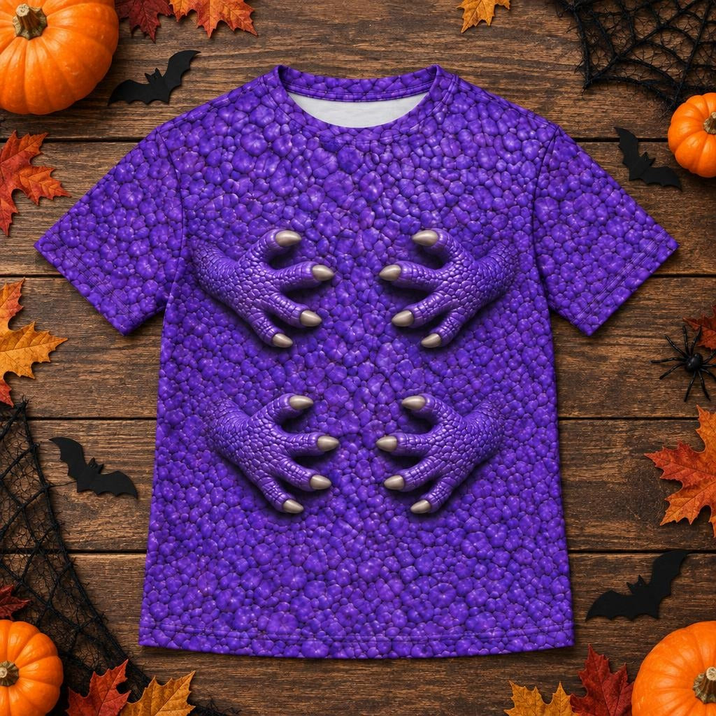 Purple Scaled Monster Costume All Over Youth T-Shirt Youth T-Shirts Old Glory