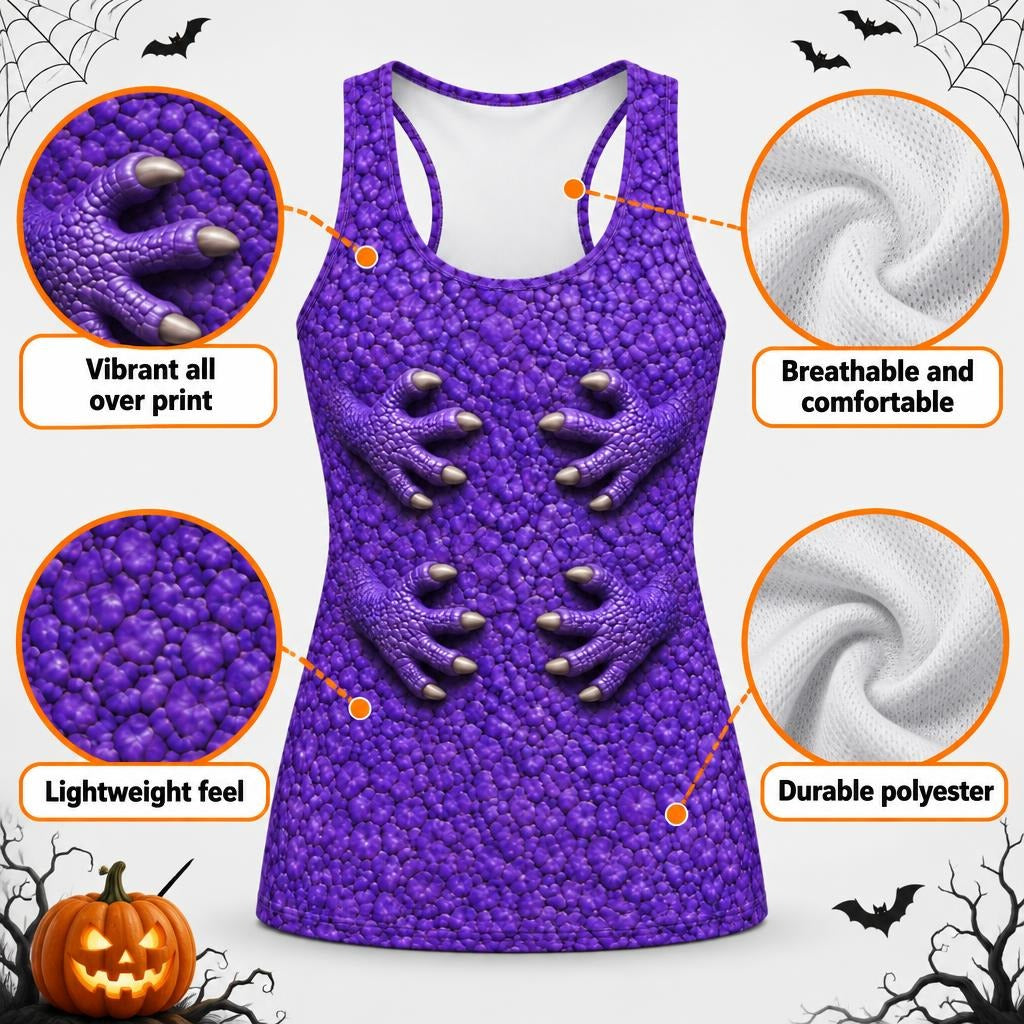 Purple Scaled Monster Costume All Over Women's Racerback Tank Top Women's Tank Tops Old Glory