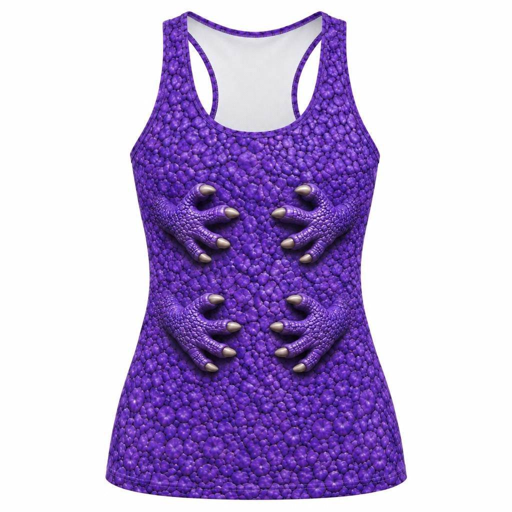 Purple Scaled Monster Costume All Over Women's Racerback Tank Top Women's Tank Tops Old Glory SM Multicolor