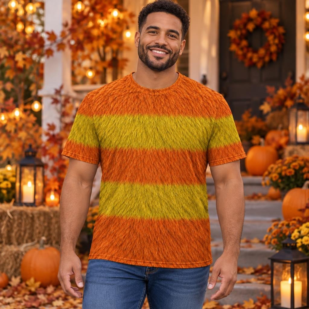 Orange Furry Monster Costume All Over Men's T-Shirt Men's T-Shirts Old Glory