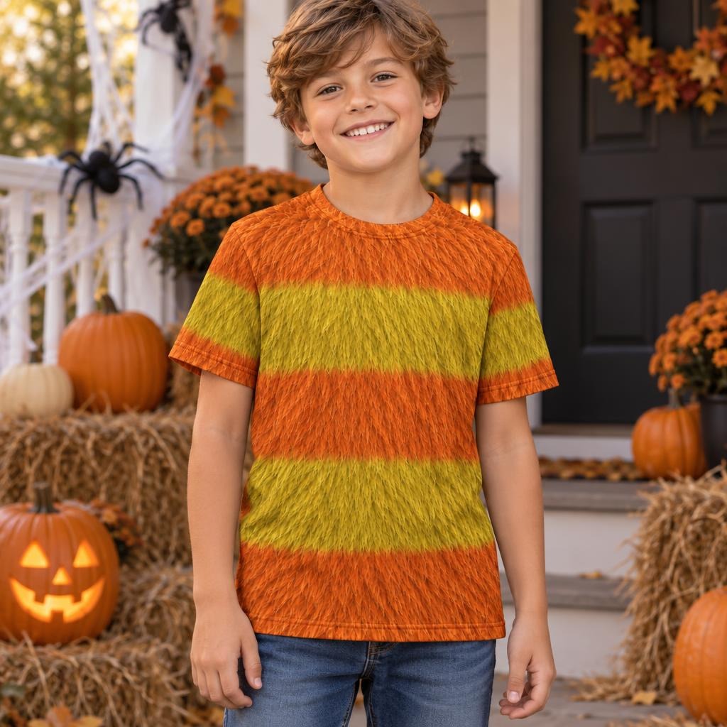 Orange Furry Monster Costume All Over Youth T-Shirt Youth T-Shirts Old Glory