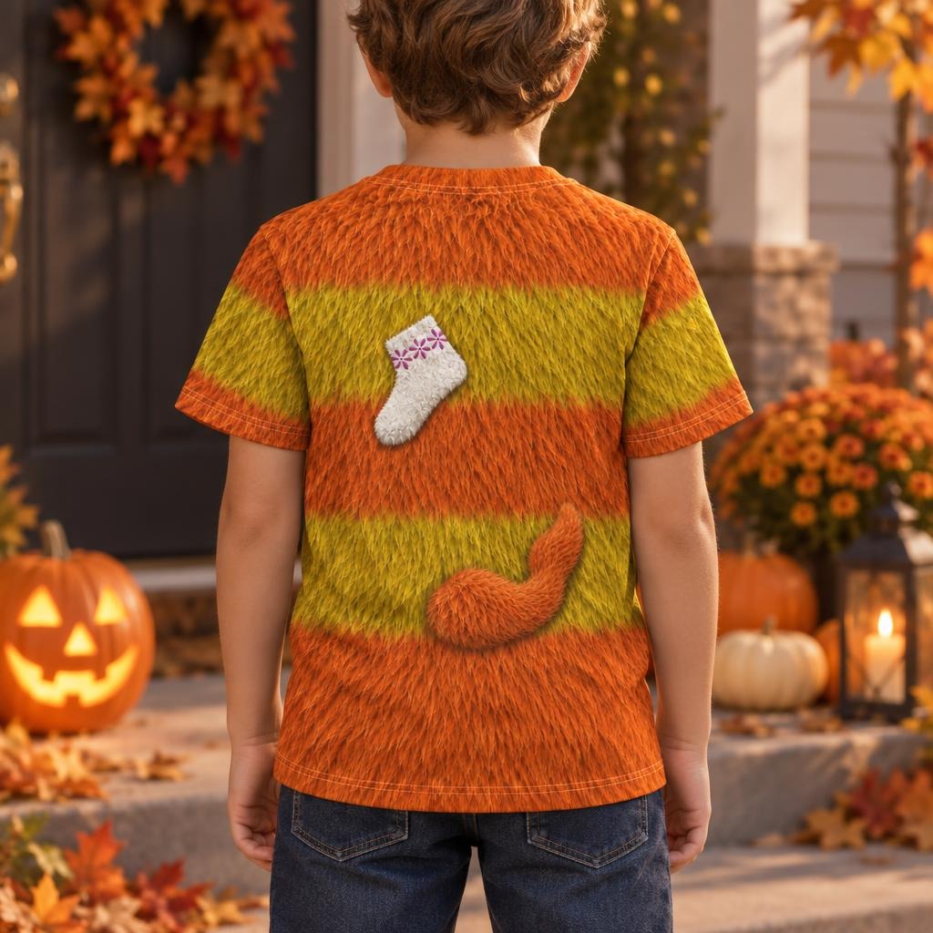 Orange Furry Monster Costume All Over Youth T-Shirt Youth T-Shirts Old Glory