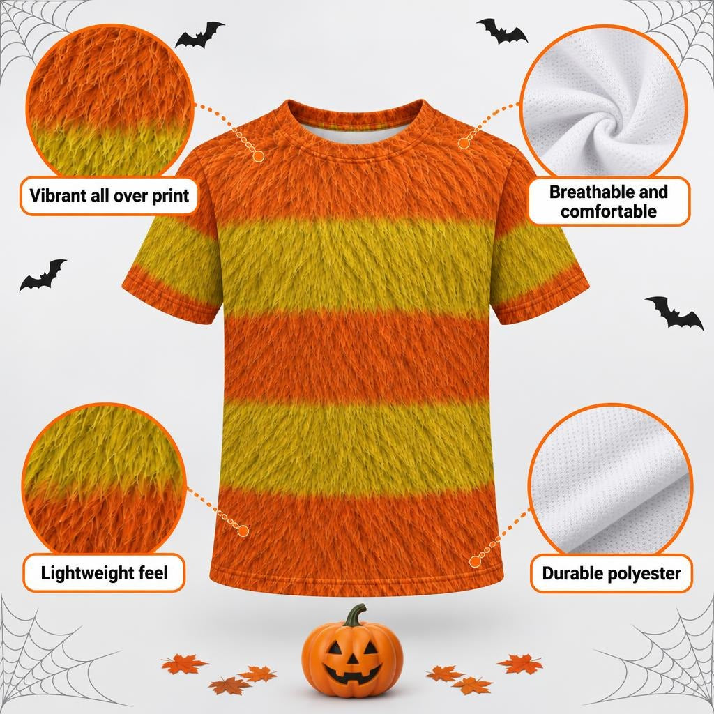 Orange Furry Monster Costume All Over Youth T-Shirt Youth T-Shirts Old Glory