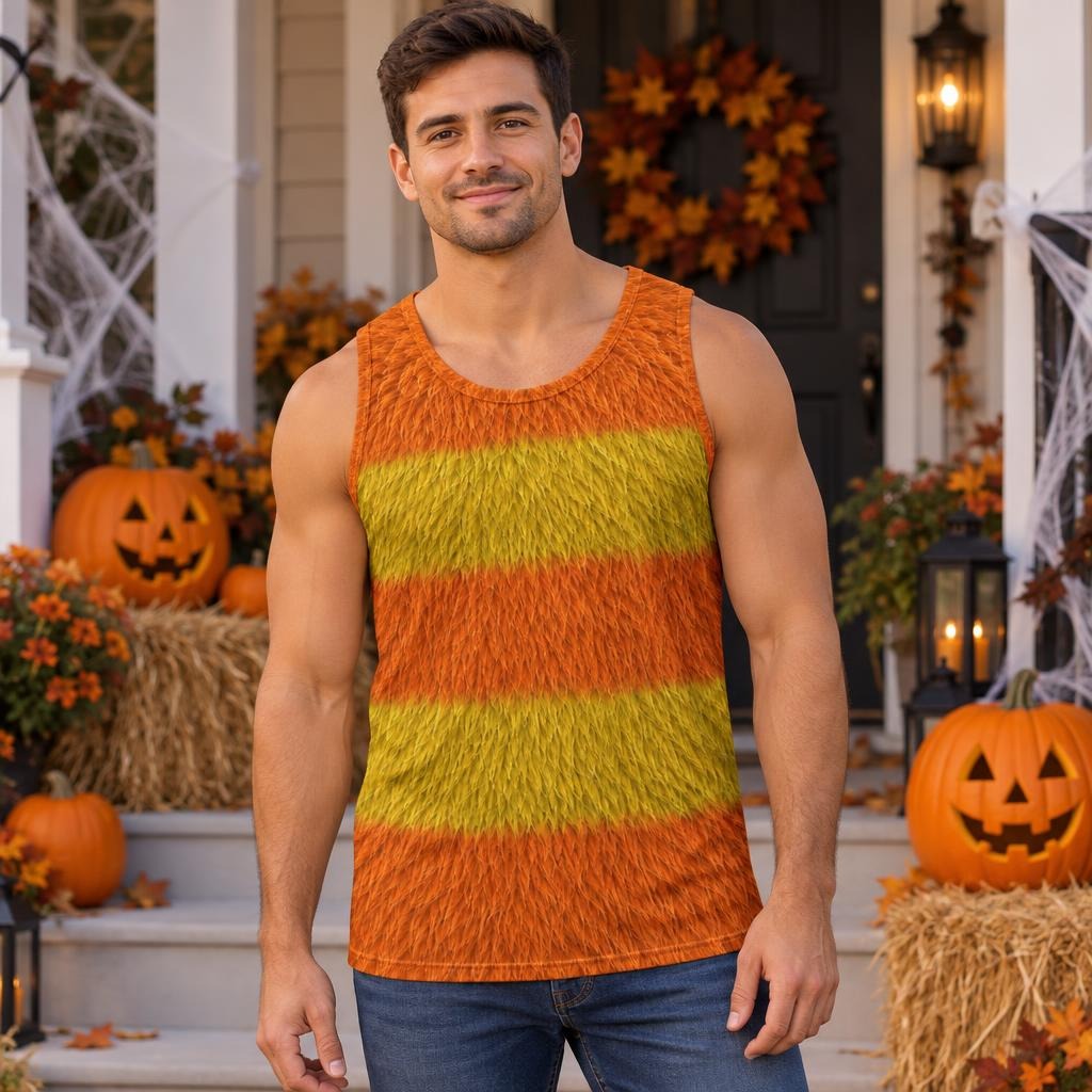 Orange Furry Monster Costume All Over Men's Tank Top Men's Tank Tops Old Glory