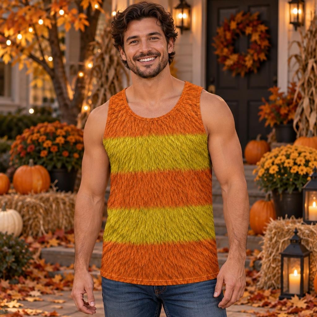 Orange Furry Monster Costume All Over Men's Tank Top Men's Tank Tops Old Glory
