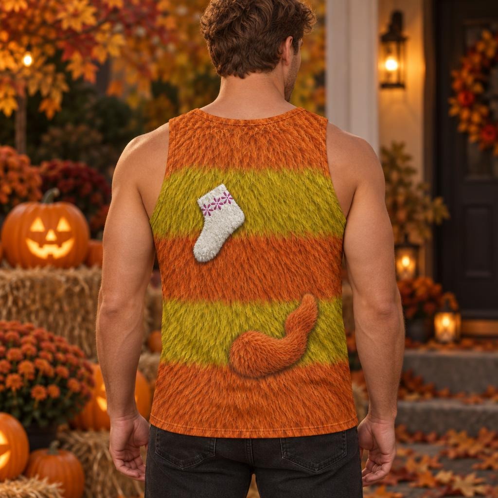 Orange Furry Monster Costume All Over Men's Tank Top Men's Tank Tops Old Glory