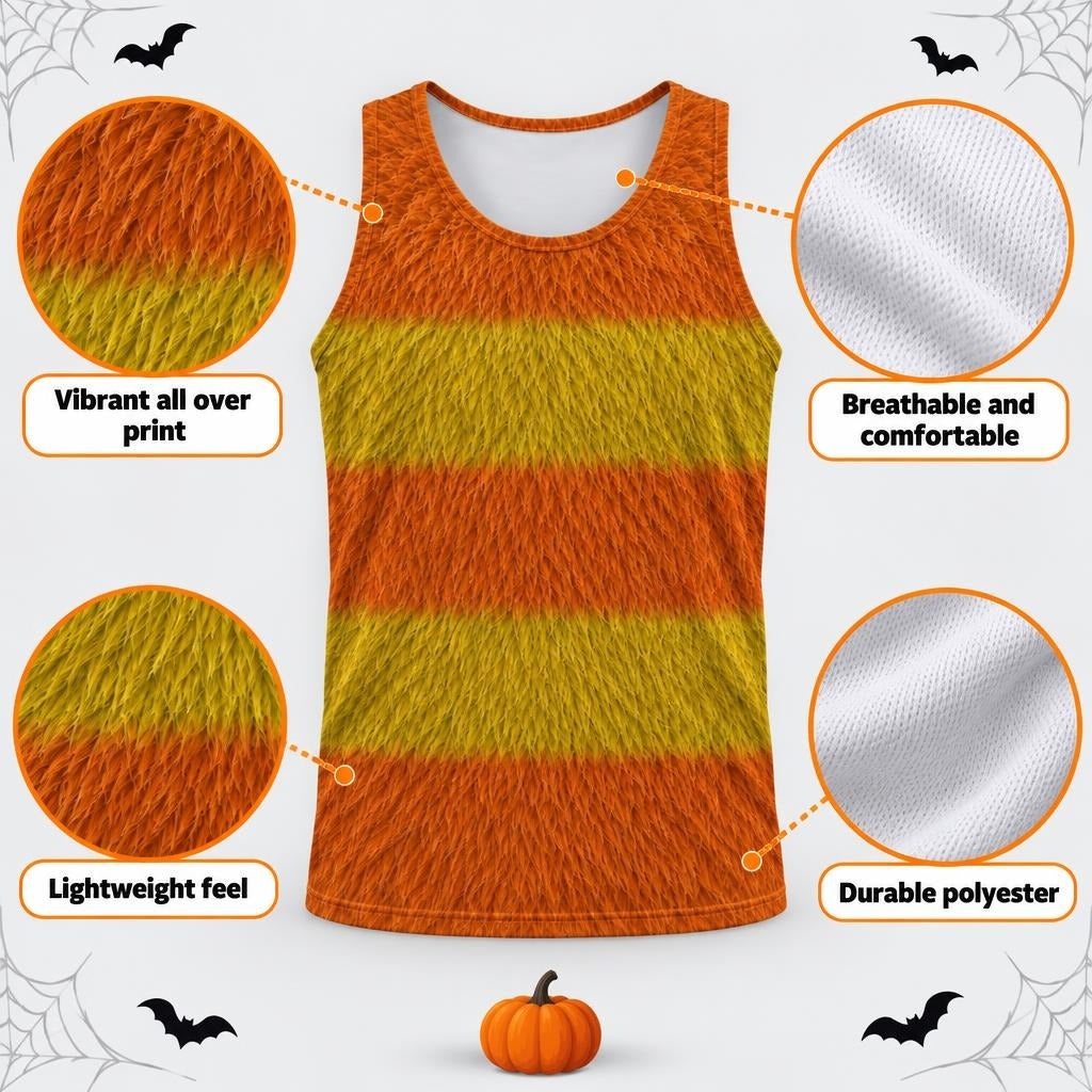Orange Furry Monster Costume All Over Men's Tank Top Men's Tank Tops Old Glory