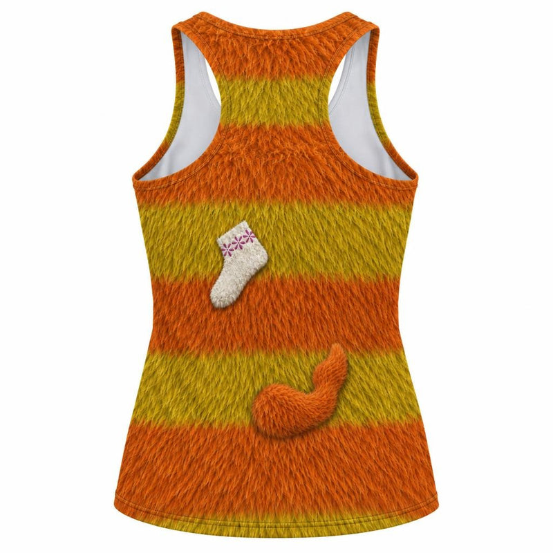 Orange Furry Monster Costume All Over Women's Racerback Tank Top Women's Tank Tops Old Glory