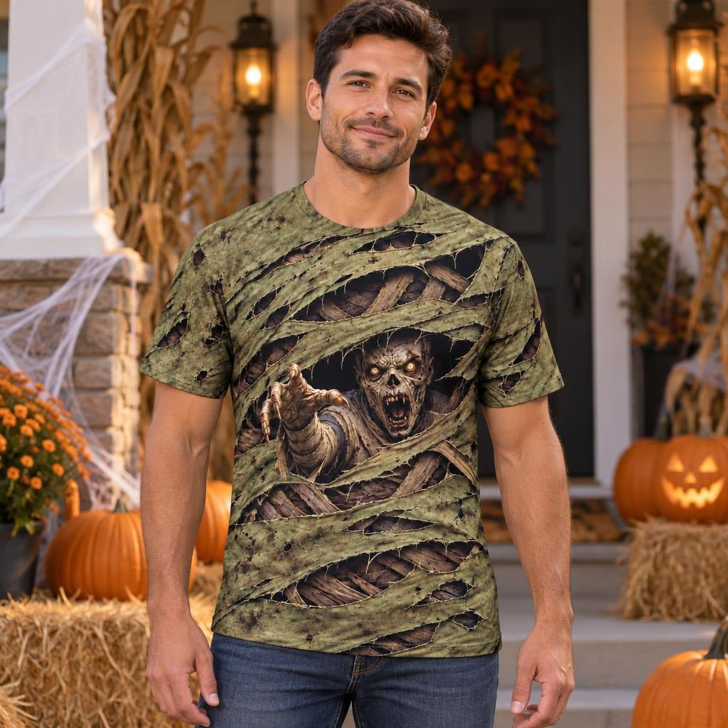 Wrapped Mummy Breakout Costume All Over Men's T-Shirt Men's T-Shirts Old Glory
