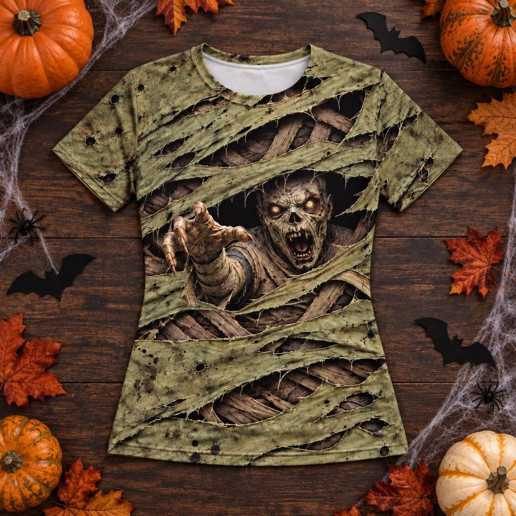 Wrapped Mummy Breakout Costume All Over Women's T-Shirt Women's T-Shirts Old Glory