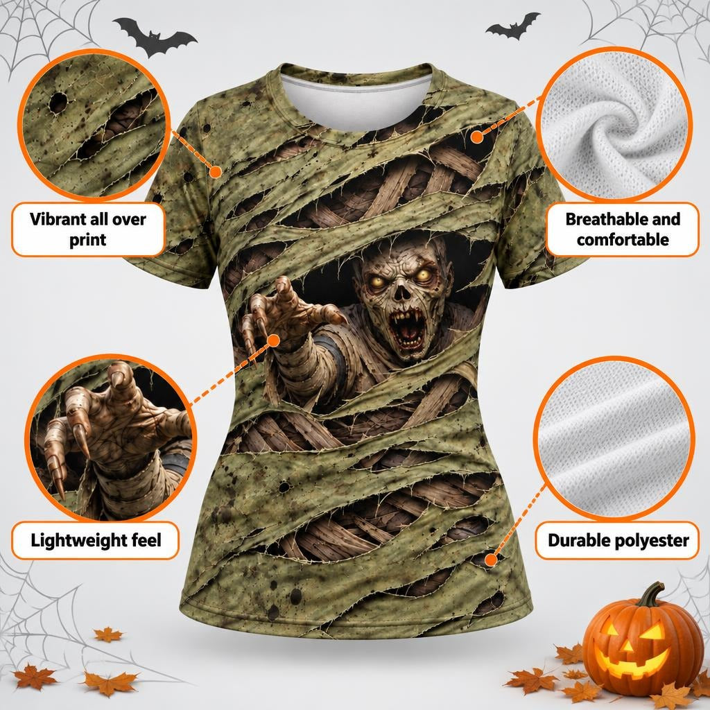 Wrapped Mummy Breakout Costume All Over Women's T-Shirt Women's T-Shirts Old Glory