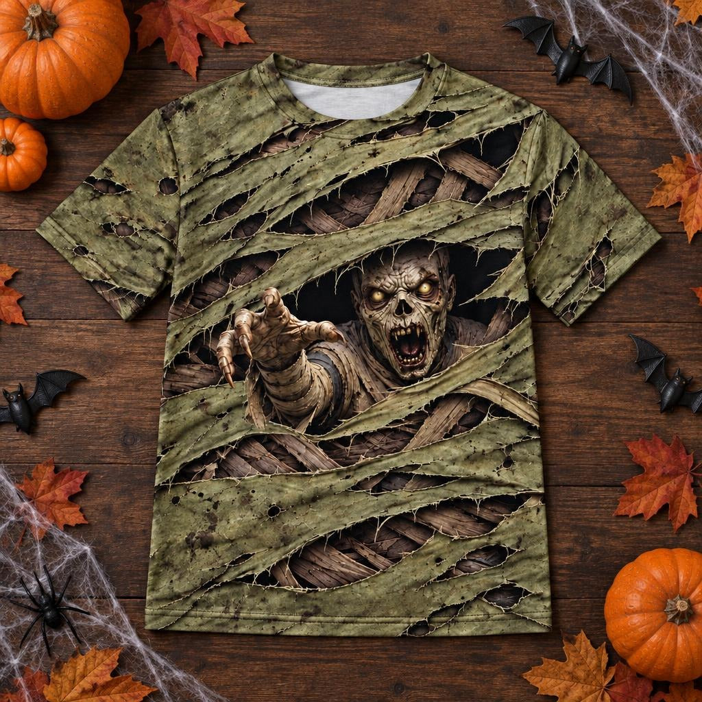 Wrapped Mummy Breakout Costume All Over Youth T-Shirt Youth T-Shirts Old Glory