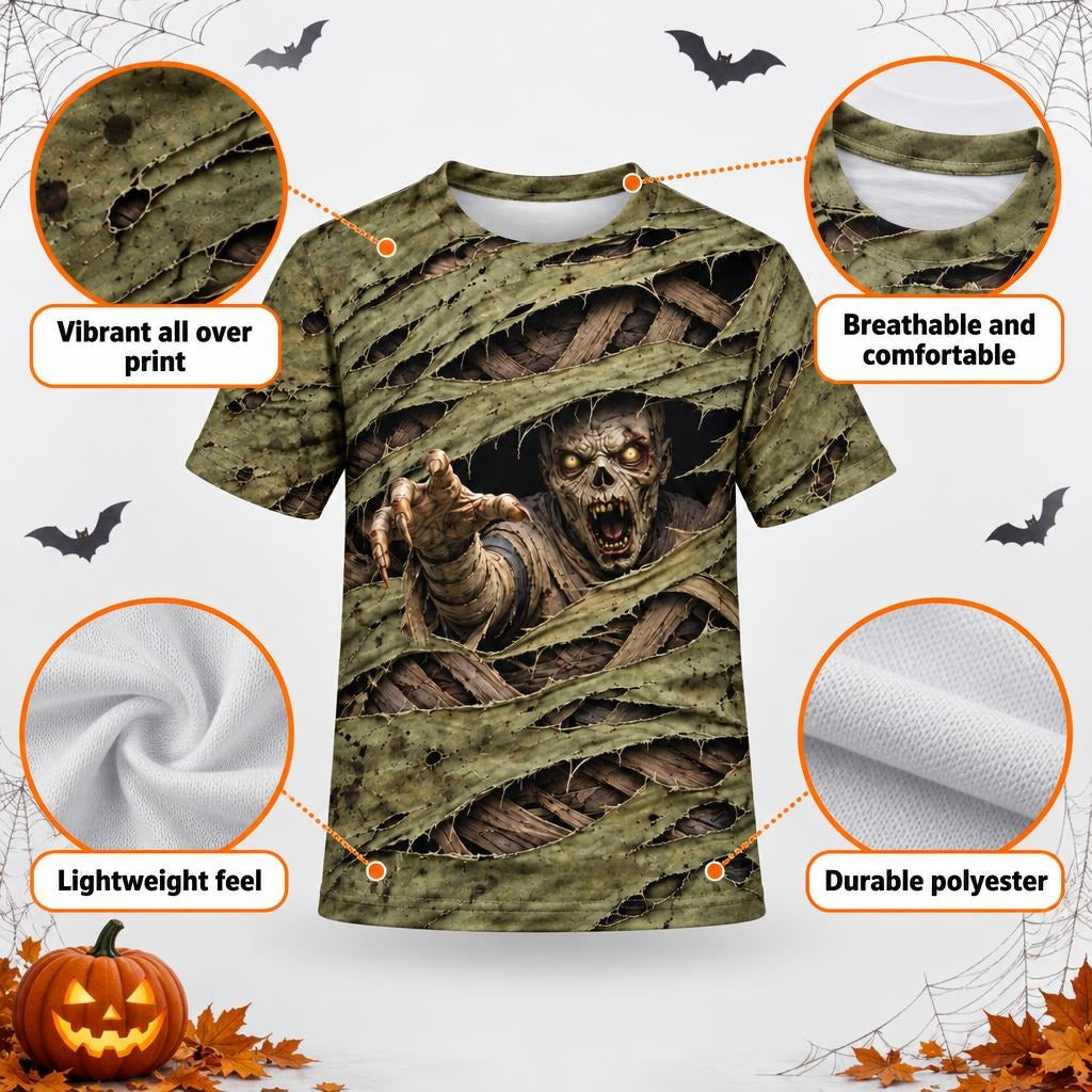 Wrapped Mummy Breakout Costume All Over Youth T-Shirt Youth T-Shirts Old Glory