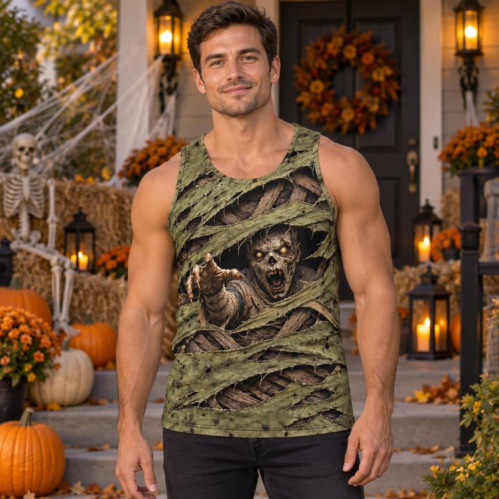 Wrapped Mummy Breakout Costume All Over Men's Tank Top Men's Tank Tops Old Glory