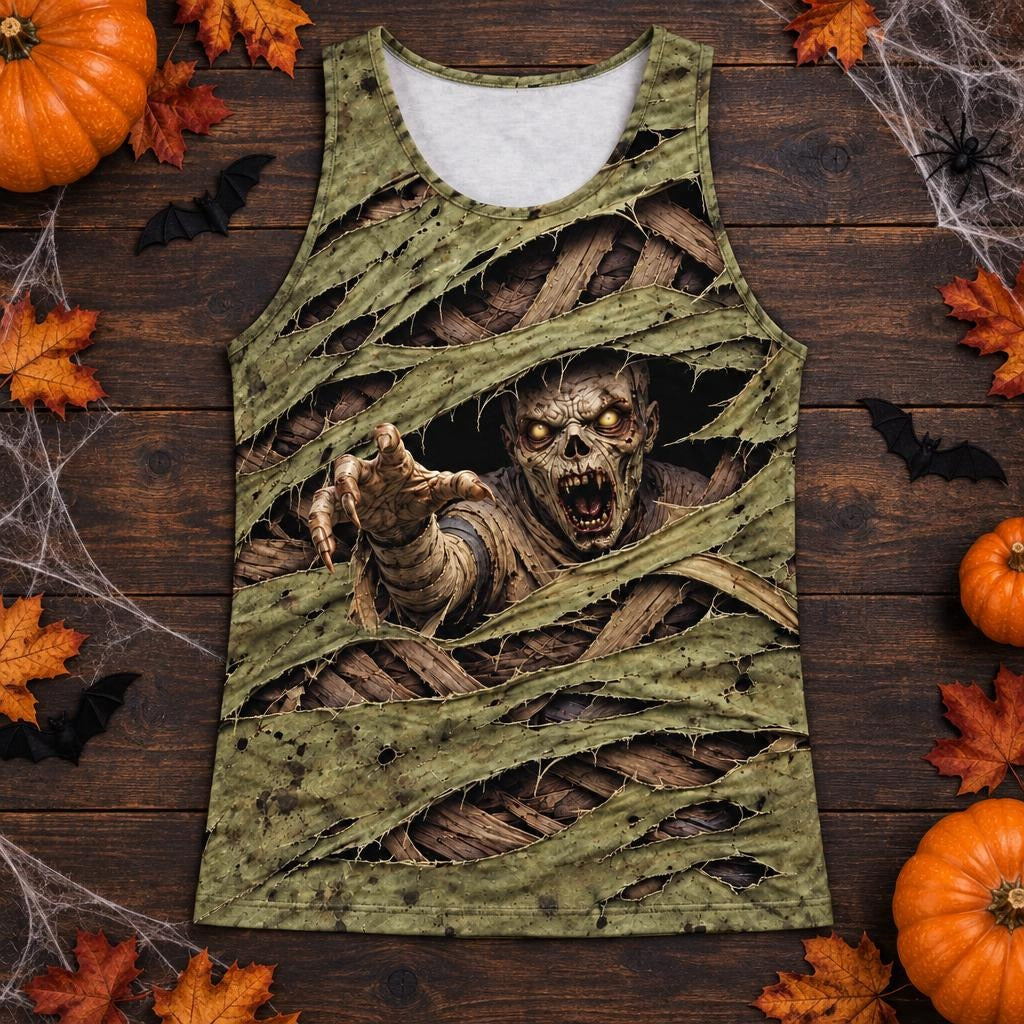 Wrapped Mummy Breakout Costume All Over Men's Tank Top Men's Tank Tops Old Glory
