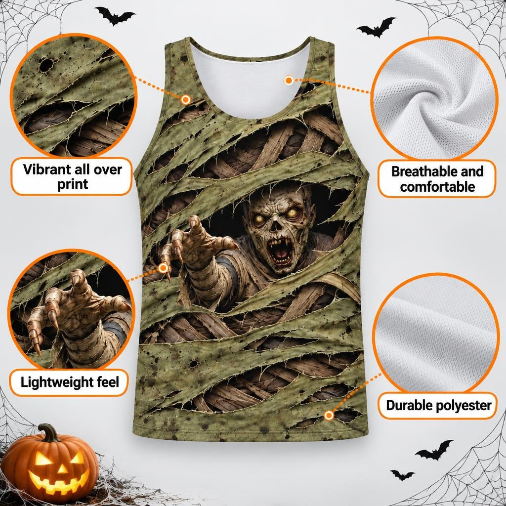 Wrapped Mummy Breakout Costume All Over Men's Tank Top Men's Tank Tops Old Glory