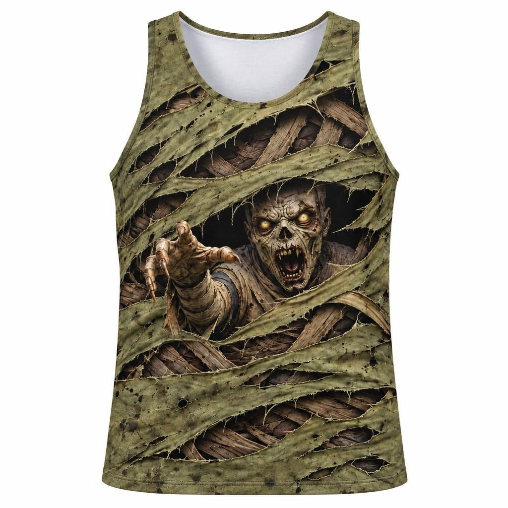 Wrapped Mummy Breakout Costume All Over Men's Tank Top Men's Tank Tops Old Glory SM Multicolor
