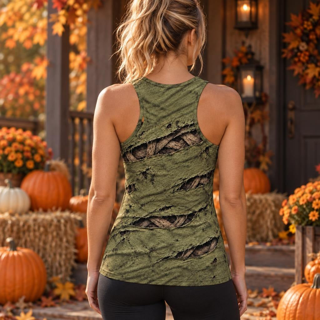 Wrapped Mummy Breakout Costume All Over Women's Racerback Tank Top Women's Tank Tops Old Glory