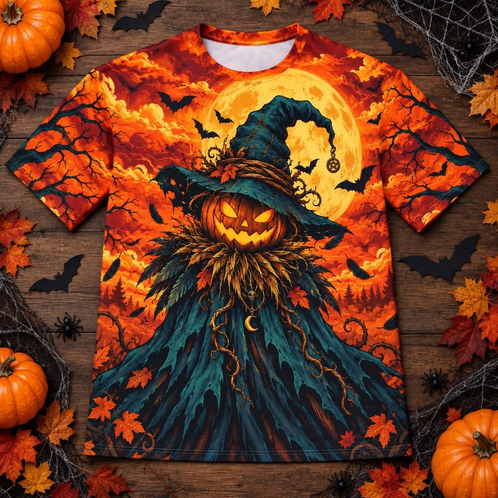 Pumpkin Patch Fright Scarecrow All Over Mens T Shirt Men's T-Shirts Old Glory