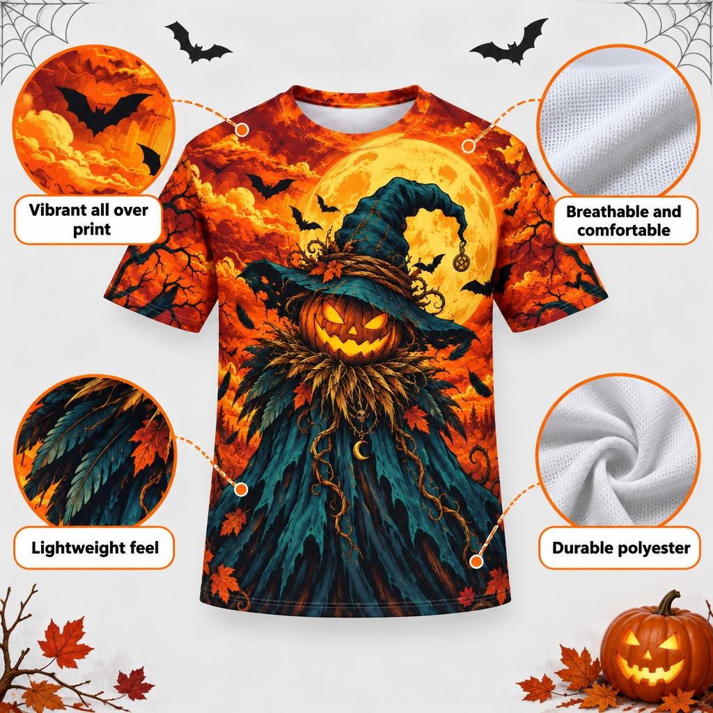 Pumpkin Patch Fright Scarecrow All Over Mens T Shirt Men's T-Shirts Old Glory