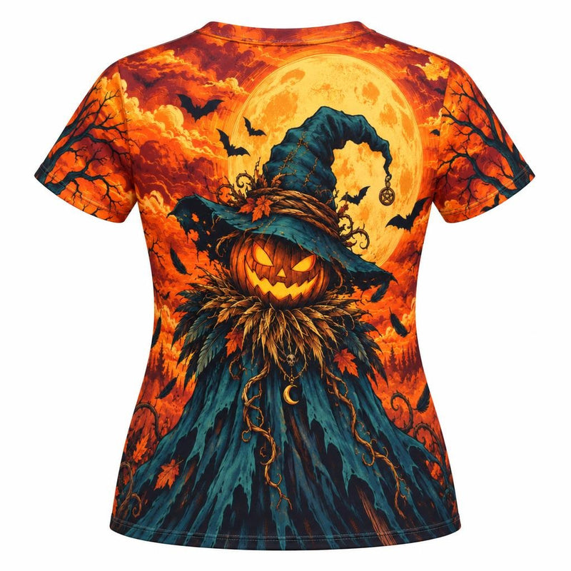 Pumpkin Patch Fright Scarecrow All Over Womens T Shirt Women's T-Shirts Old Glory