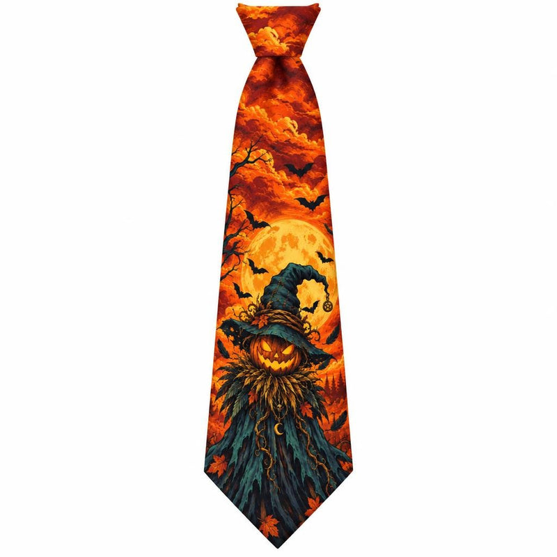 Pumpkin Patch Fright Scarecrow All Over Neck Tie Men's Ties Old Glory