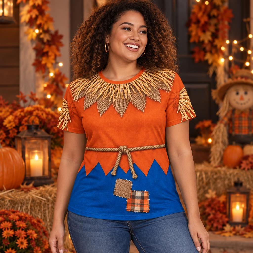 Classic Scarecrow Costume All Over Womens T Shirt Women's T-Shirts Old Glory