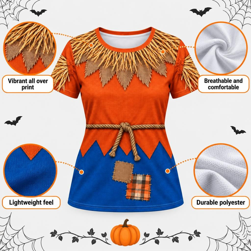 Classic Scarecrow Costume All Over Womens T Shirt Women's T-Shirts Old Glory