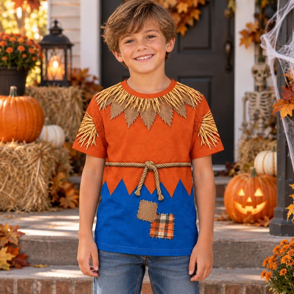 Classic Scarecrow Costume All Over Youth T Shirt Youth T-Shirts Old Glory