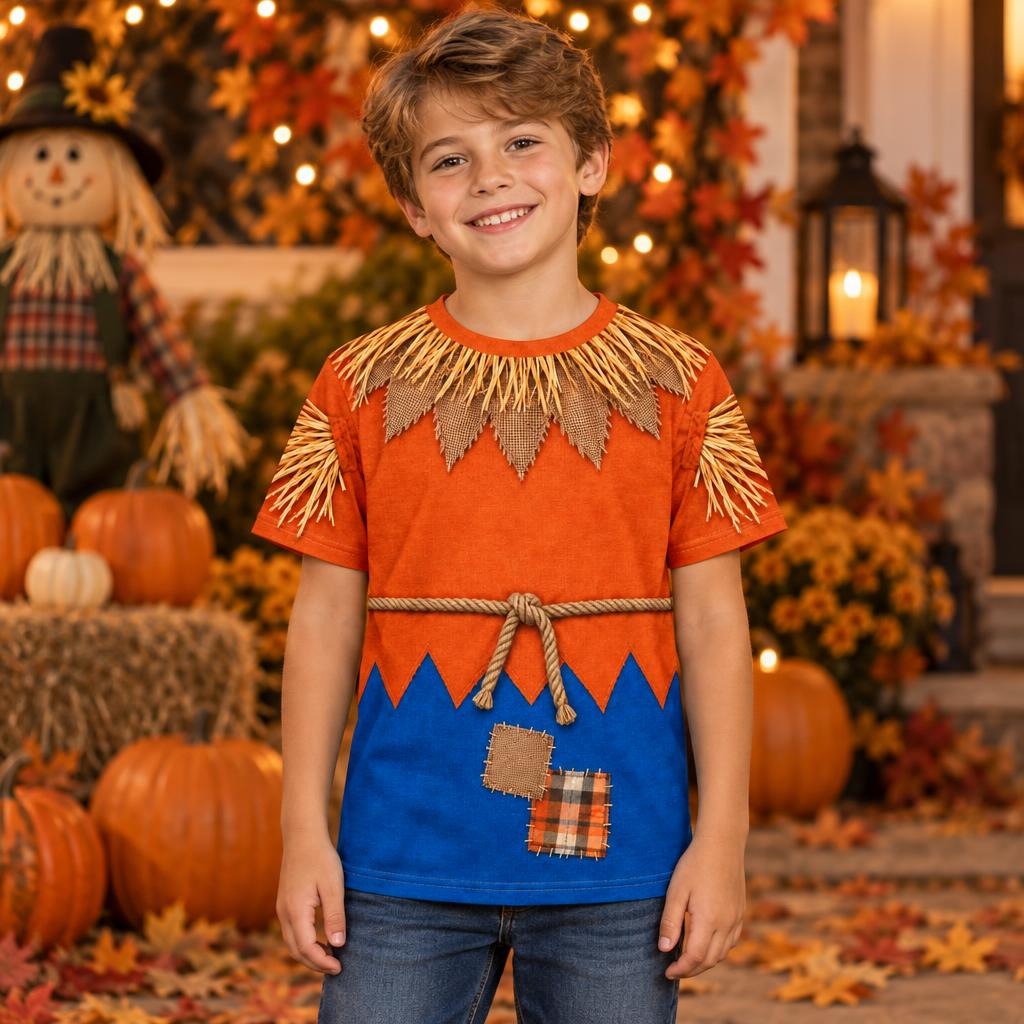 Classic Scarecrow Costume All Over Youth T Shirt Youth T-Shirts Old Glory