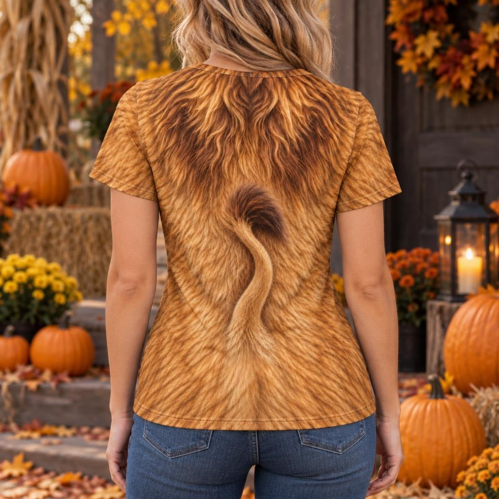 Scaredy-Cat Costume All Over Womens T Shirt Women's T-Shirts Old Glory